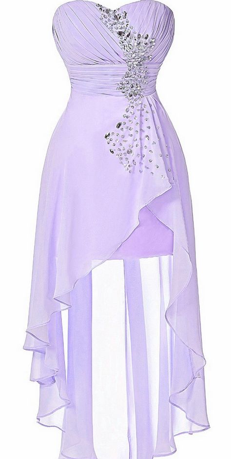Lovely High-Low Lavender Short Chiffon Sweetheart Prom Dresses, Homecoming Dresses, Short Formal Dresses - FashionDia