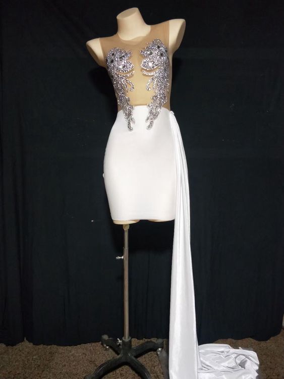Fashion White Short Party Dress Black Girl 's Dress New Arrival Homecoming Dress - FashionDia
