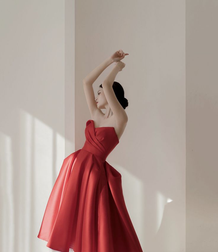 Red Satin Short Homecoming Dress - FashionDia