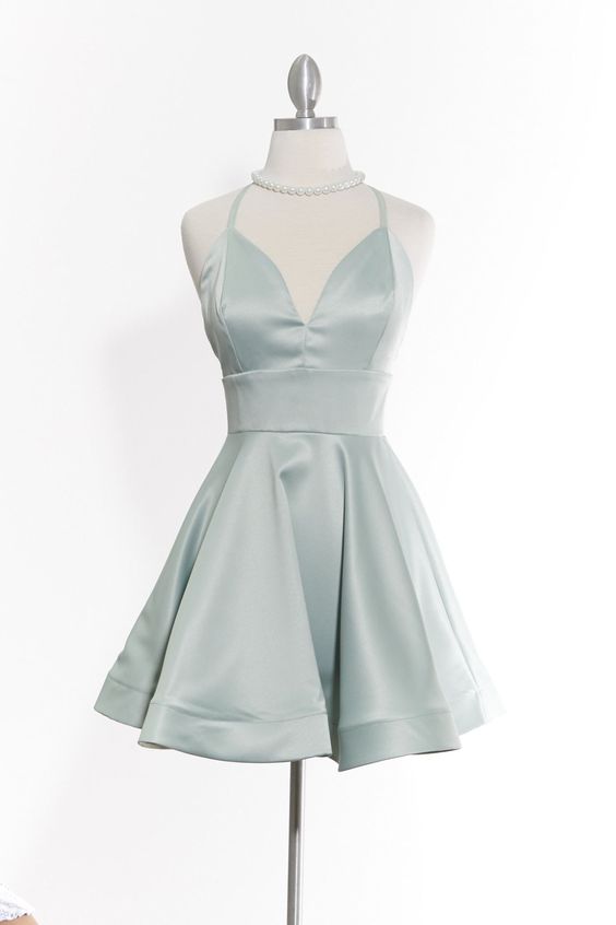 Deep V neckline thin straps homecoming dress dance dress - FashionDia
