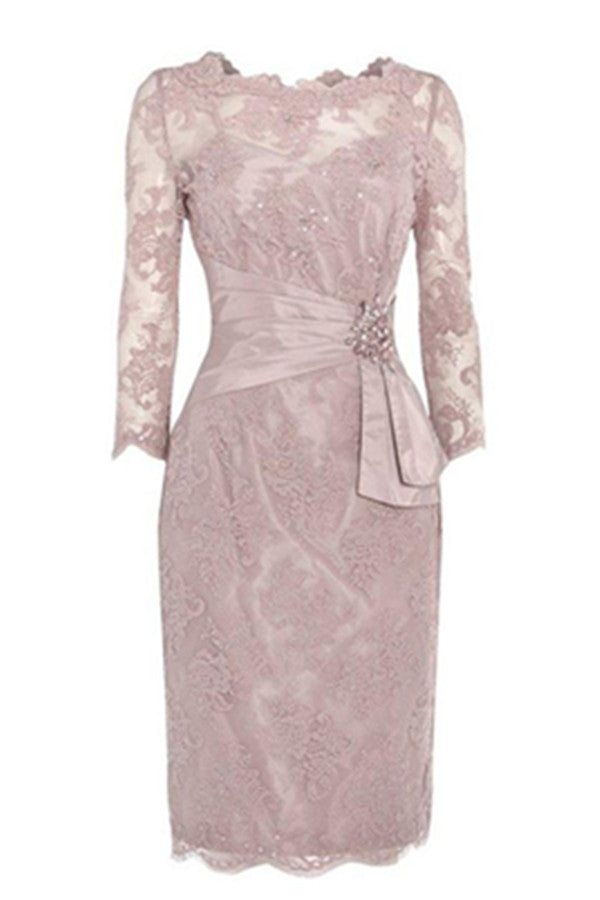 Glamorous Crystal Knee-length Homecoming Dress Bridal Of Mother Dress Lace Formal Party Dress - FashionDia