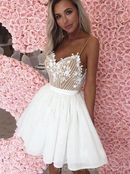 Off White Spaghetti Straps Cheap Homecoming Dresses - FashionDia