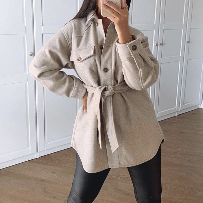 DressBetty - Vintage Woolen Camel Soft Long Coats