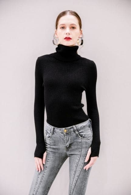 DressBetty - Korean Style Turtelneck Sweater Fashion Slim Casual Winter Sleeve Knitted Turtelneck Sweater Pull Femme Women's Clothing - View 3 | VelvetHem