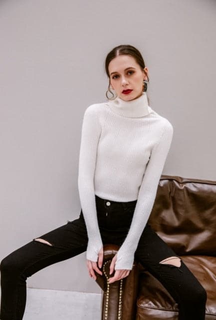 DressBetty - Korean Style Turtelneck Sweater Fashion Slim Casual Winter Sleeve Knitted Turtelneck Sweater Pull Femme Women's Clothing - View 8 | VelvetHem
