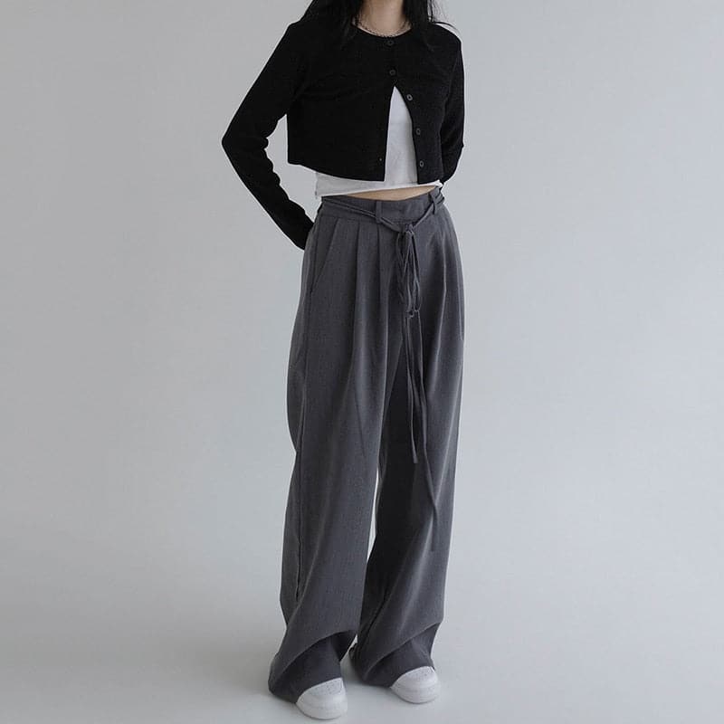 Women High Waist Wide Leg Long Suit Pants New Fashion Drawstring Loose Ladies Trousers Women Streetwear Casual Pantalones