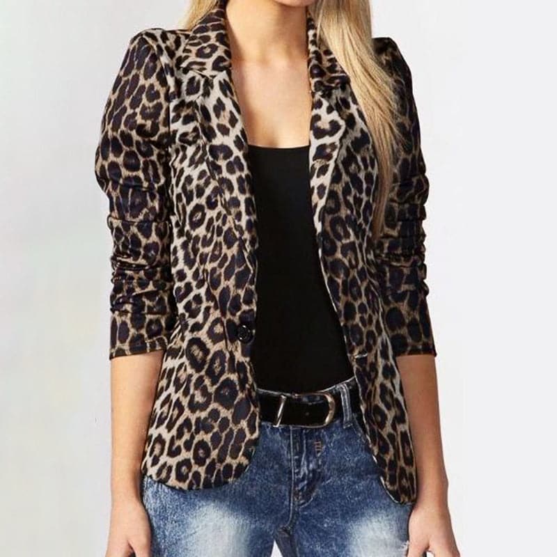 DressBetty - Women Fashion Leopard Lapel Coats - VelvetHem