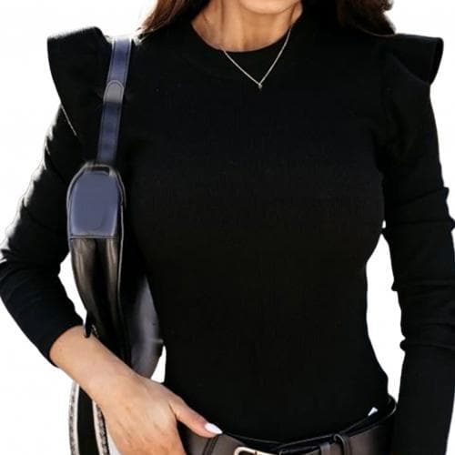 DressBetty - Casual Long Sleeve Ruffle O Neck Slim sweaters - View 3 | VelvetHem