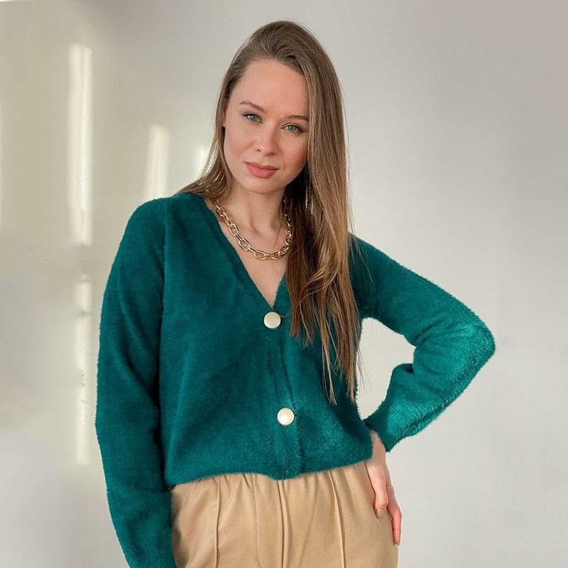 DressBetty - V Neck Oversized Cardigan Sweaters - VelvetHem