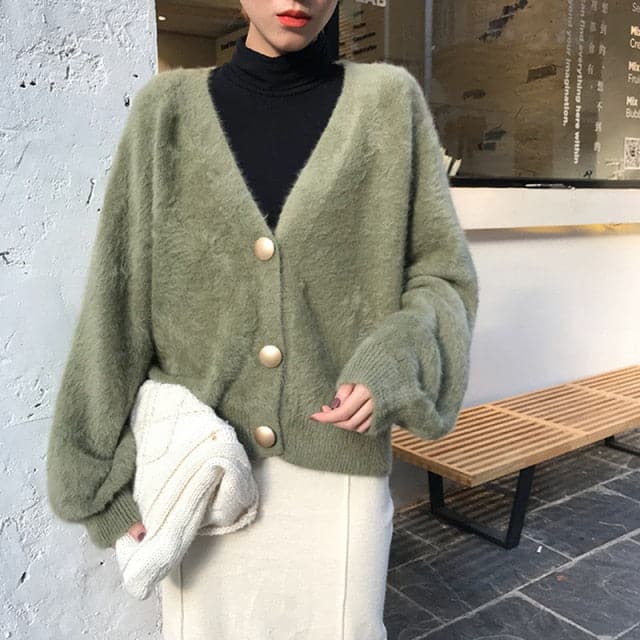 DressBetty - V Neck Oversized Cardigan Sweaters - View 2 | VelvetHem