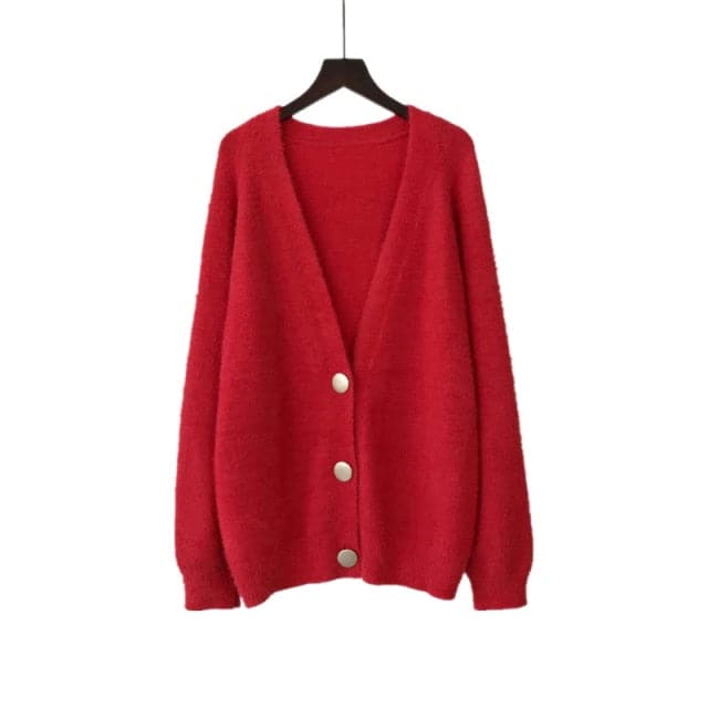 DressBetty - V Neck Oversized Cardigan Sweaters - View 5 | VelvetHem