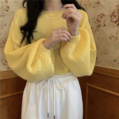 DressBetty - Knitted Sweaters Woman Colorblock Pull Femme Long Sleeve Crop Top Sweater Women Winter Clothes Korean Fashion - View 7 | VelvetHem