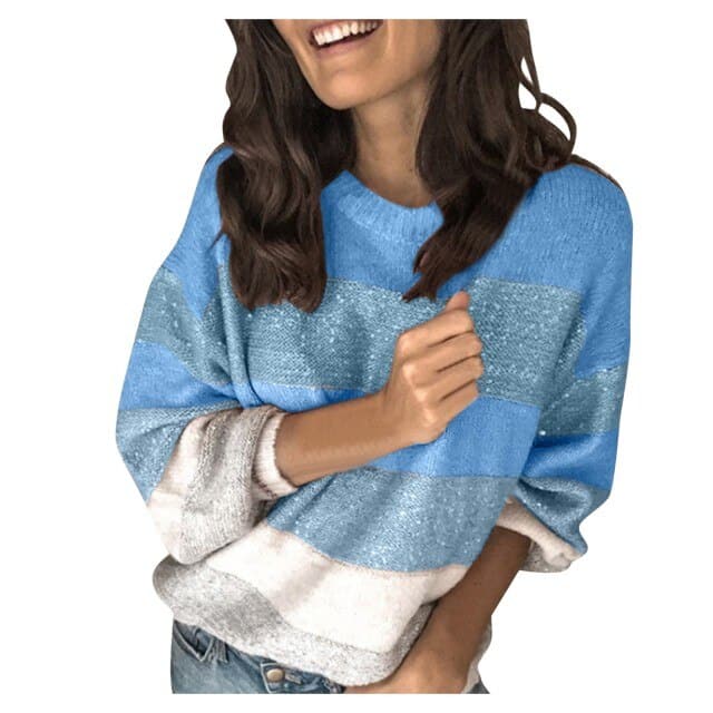 DressBetty - Sweaters Women Korean Harajuku Casual Loose Stripe Stitching Commute Jacquard Knitted Pullover Women Jumper - View 2 | VelvetHem