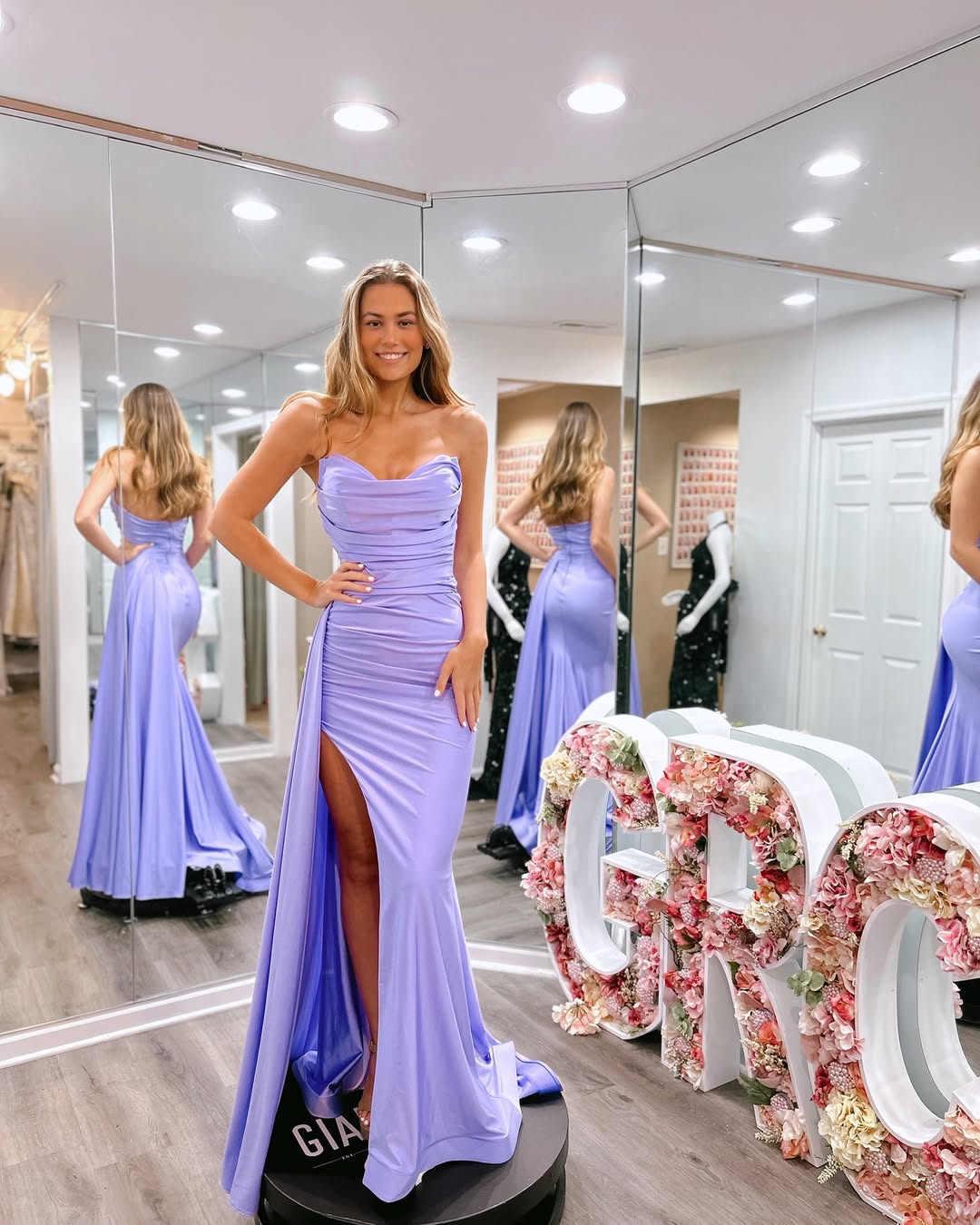 Sweetheart High Slit New Mermaid Holiday Prom Dresses With Sweep Train