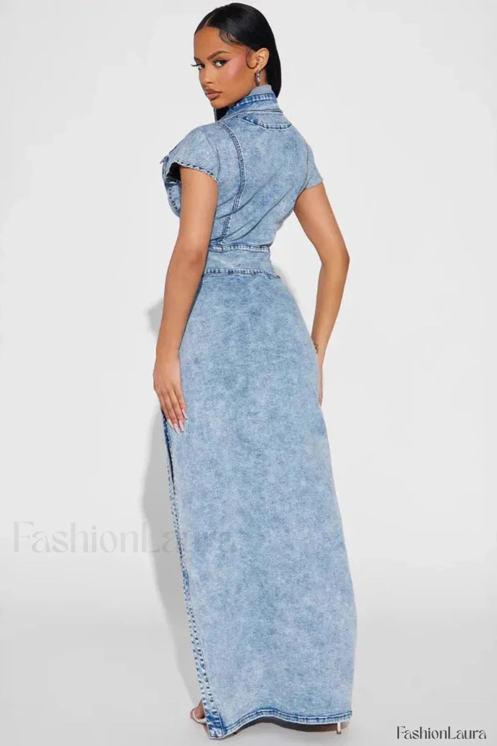 Elegant Retro Button Split Dress for Modern Fashion Wear