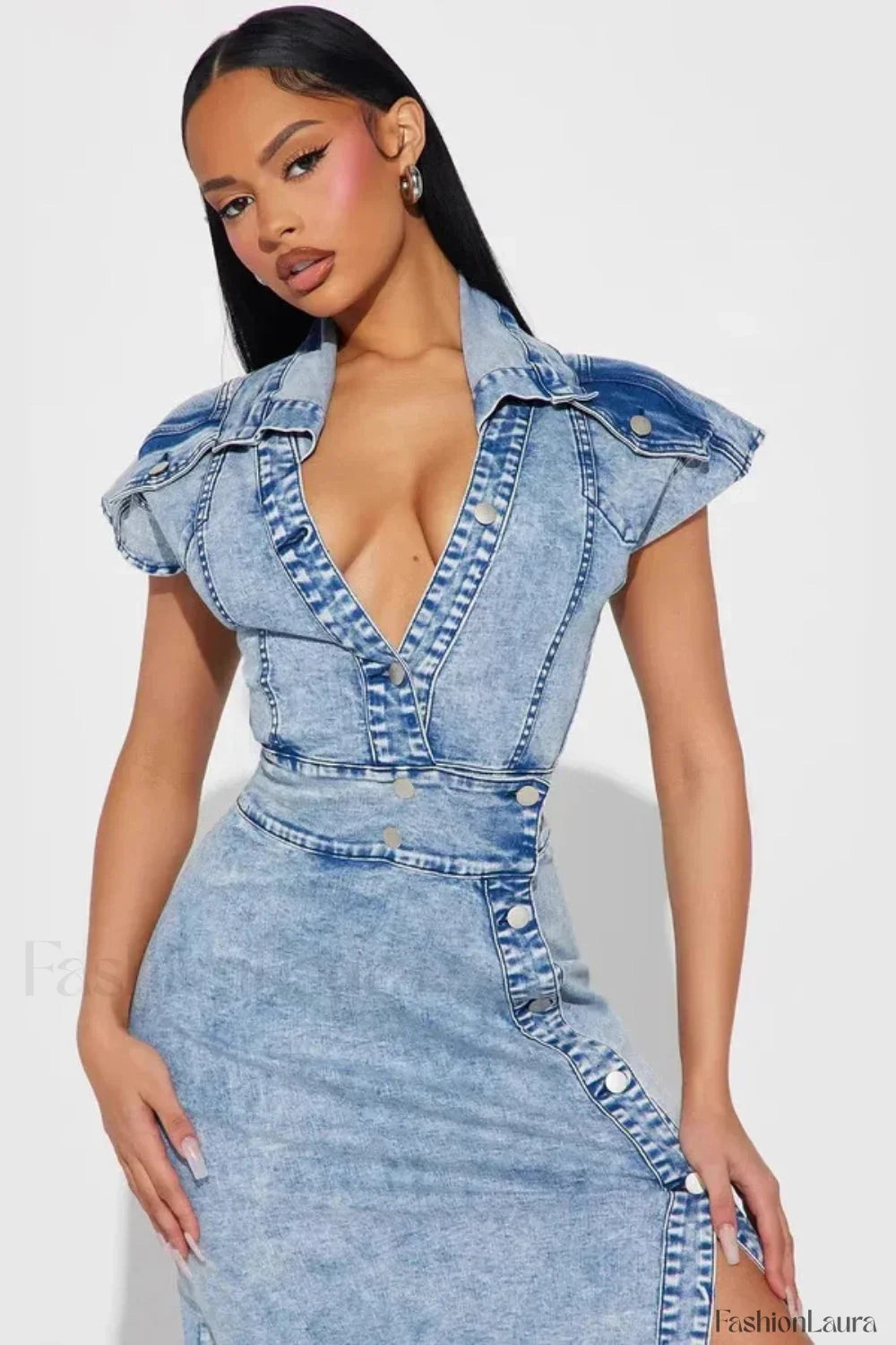 Elegant Retro Button Split Dress for Modern Fashion Wear