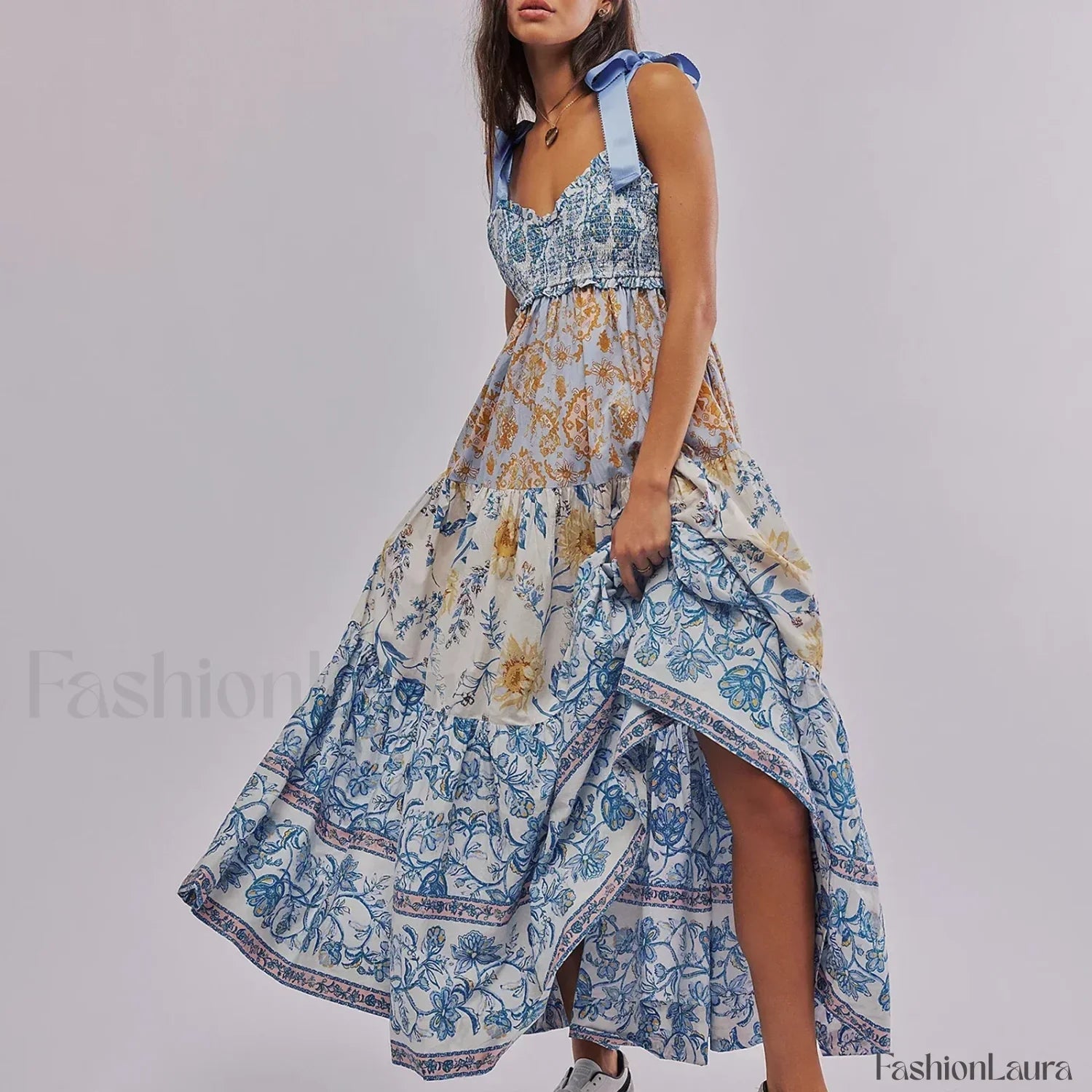 Ribbon Tie Up Dress with Relaxed Fit and Everyday Wear Boutique Fashion Style