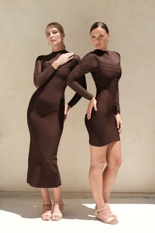 Robin Long Sleeve Bandage Maxi Dress - Lipstick Red