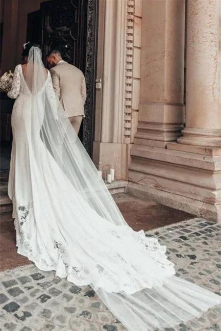 Romantic Backless Long Sleeves Mermaid Wedding Dresses (ZD14628)