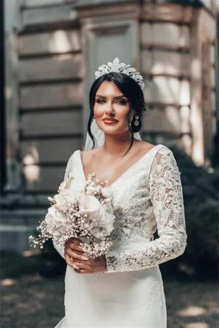 Romantic Backless Long Sleeves Mermaid Wedding Dresses (ZD14628)