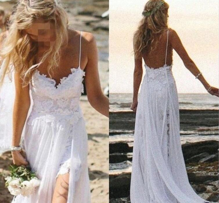 Romantic Sweetheart Chiffon Beach Wedding Dress with Lace (ZD16285)