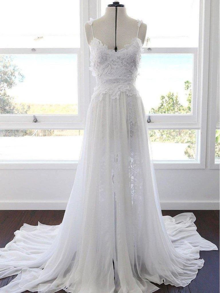 Romantic Sweetheart Chiffon Beach Wedding Dress with Lace (ZD16285) - View 4 | VelvetHem
