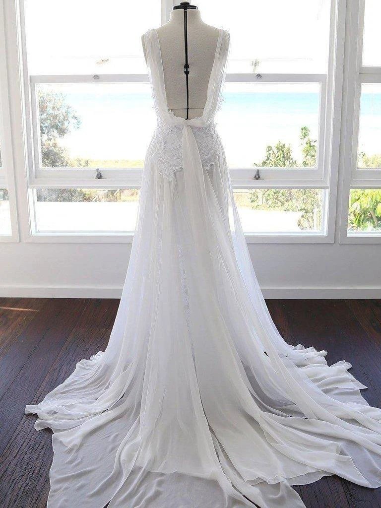 Romantic Sweetheart Chiffon Beach Wedding Dress with Lace (ZD16285)