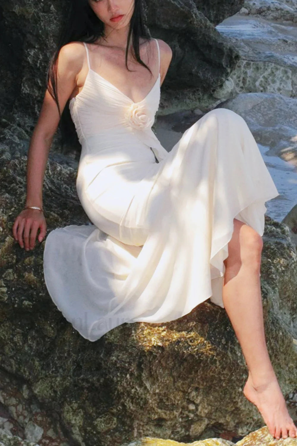 Rose Corsage Tie Dress with Elegant Everyday Styling Boutique Fashion Style