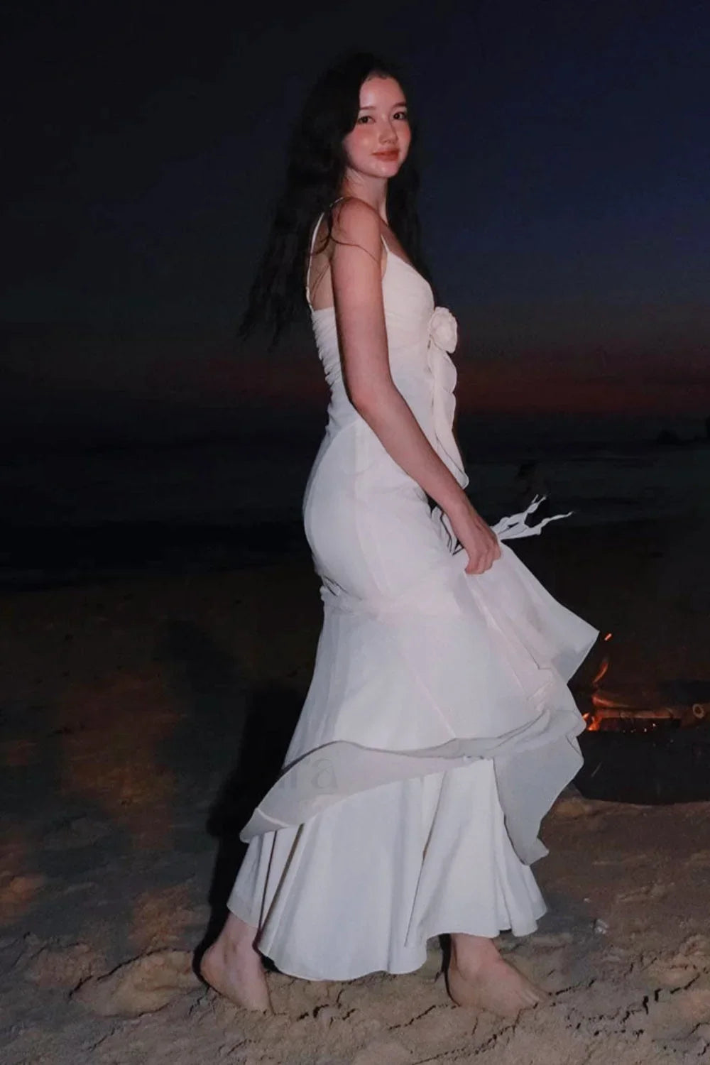 Rose Corsage Tie Dress with Elegant Everyday Styling Boutique Fashion Style