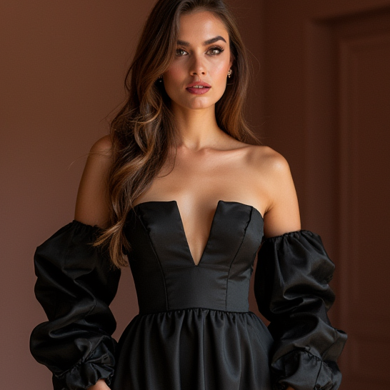 Show-Stopping Black Evening Dress & Prom Dress with Mirror Beadwork for a Sparkly Look