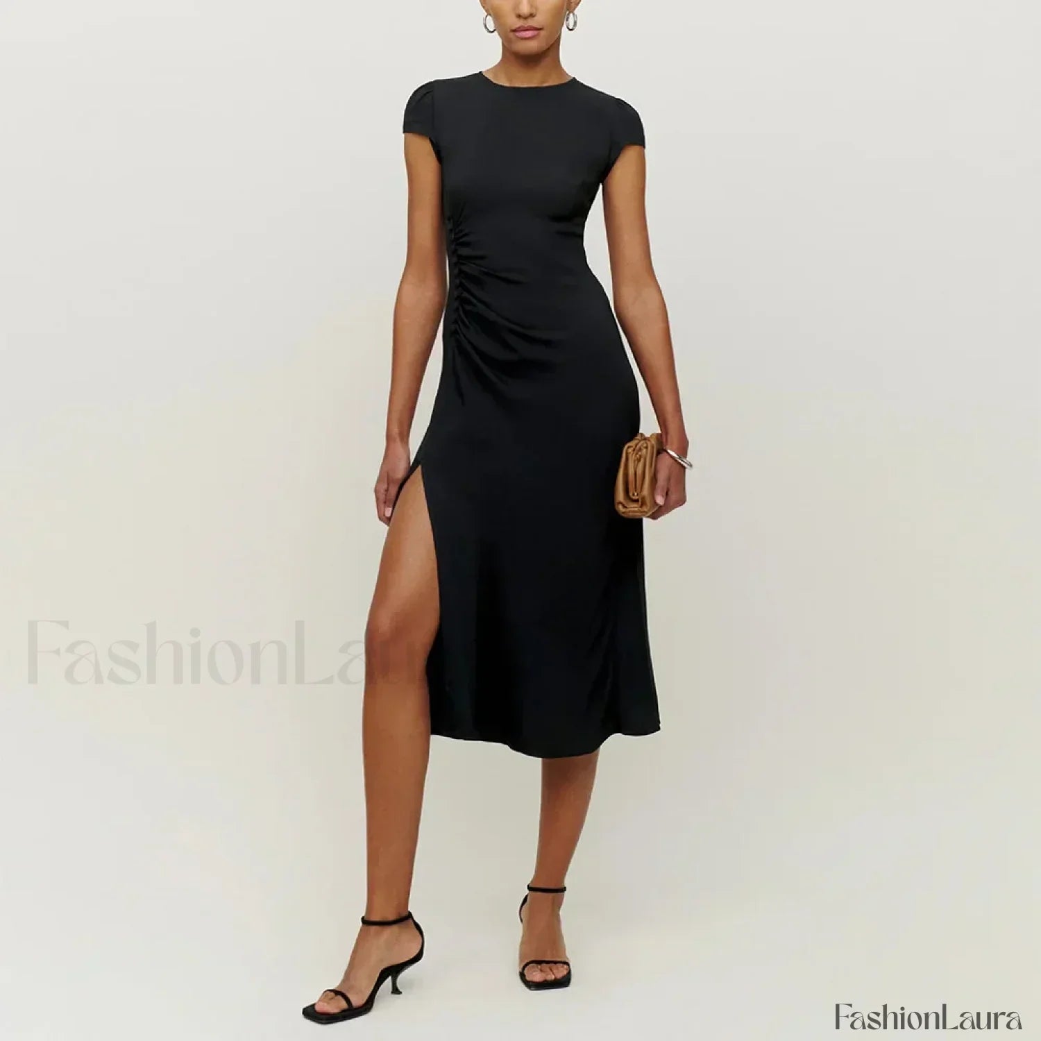Round Cap Sleeve Dress with Tailored Everyday Styling Boutique Fashion Style