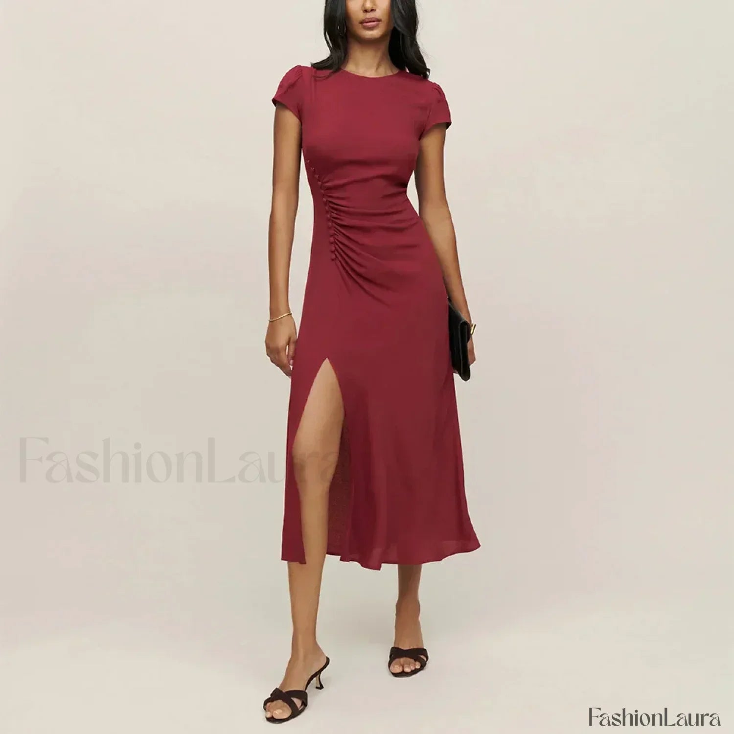 Round Cap Sleeve Dress with Tailored Everyday Styling Boutique Fashion Style