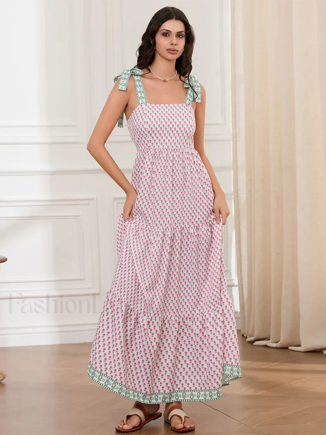 Ruffled Printed A-Line Maxi Dress