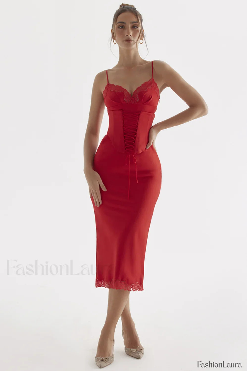 Salma Satin Stylish Slip Midi Dress
