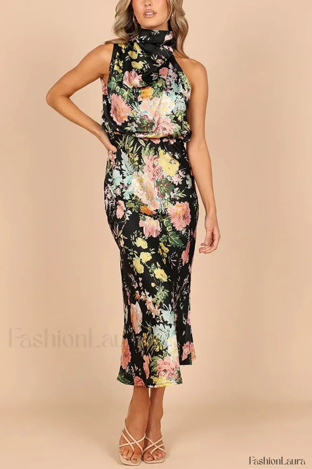 Tailored Satin Halter A Dress for Modern Fashion Wear Boutique Fashion Style