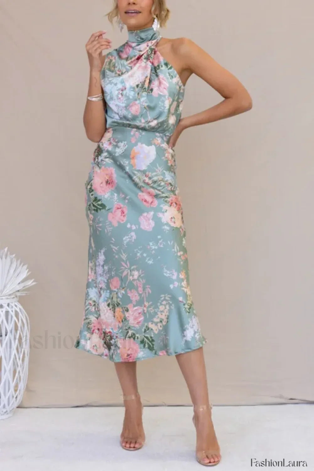 Tailored Satin Halter A Dress for Modern Fashion Wear Boutique Fashion Style