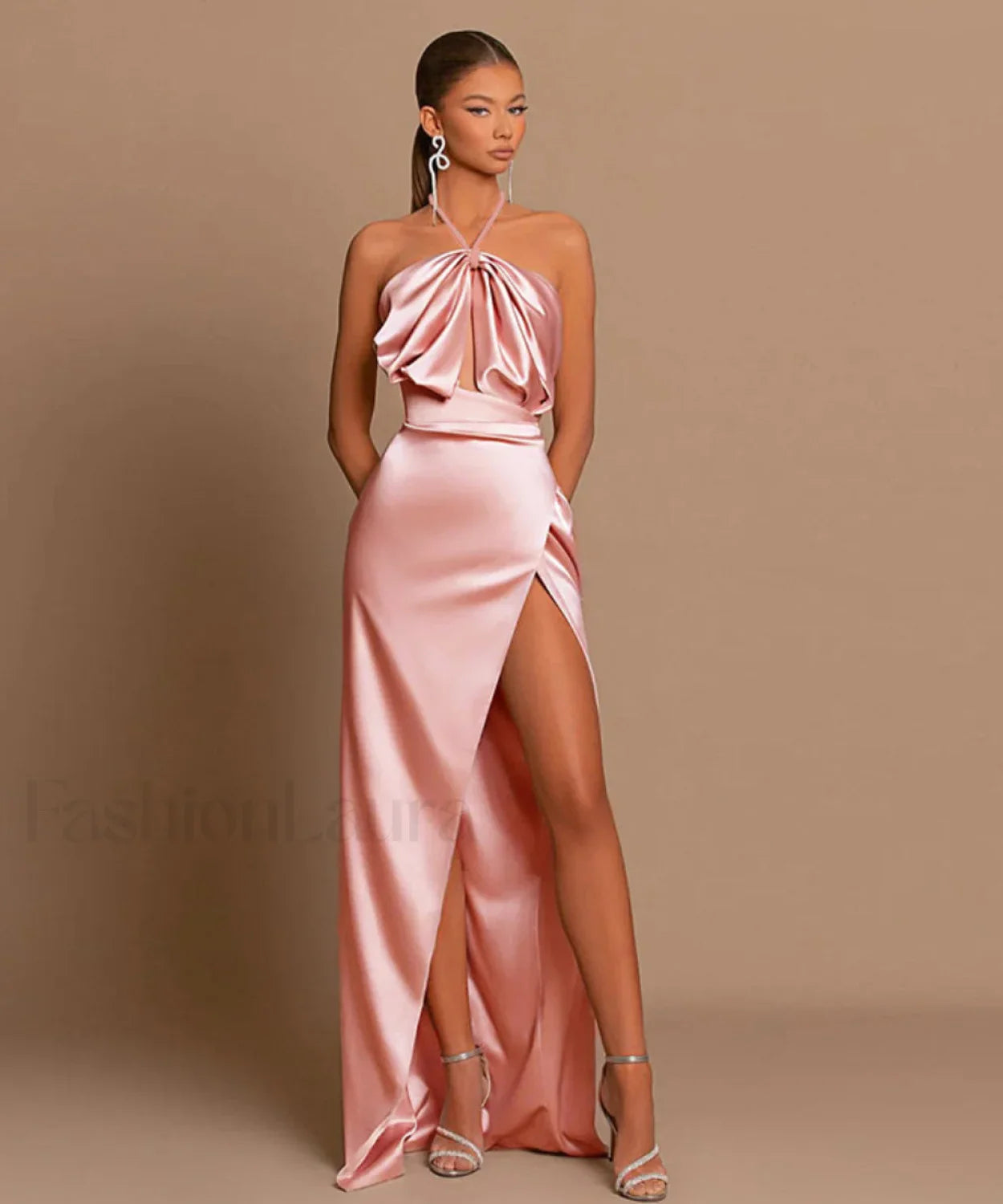 Satin One Shoulder Dress with Classic Everyday Styling Boutique Fashion Style