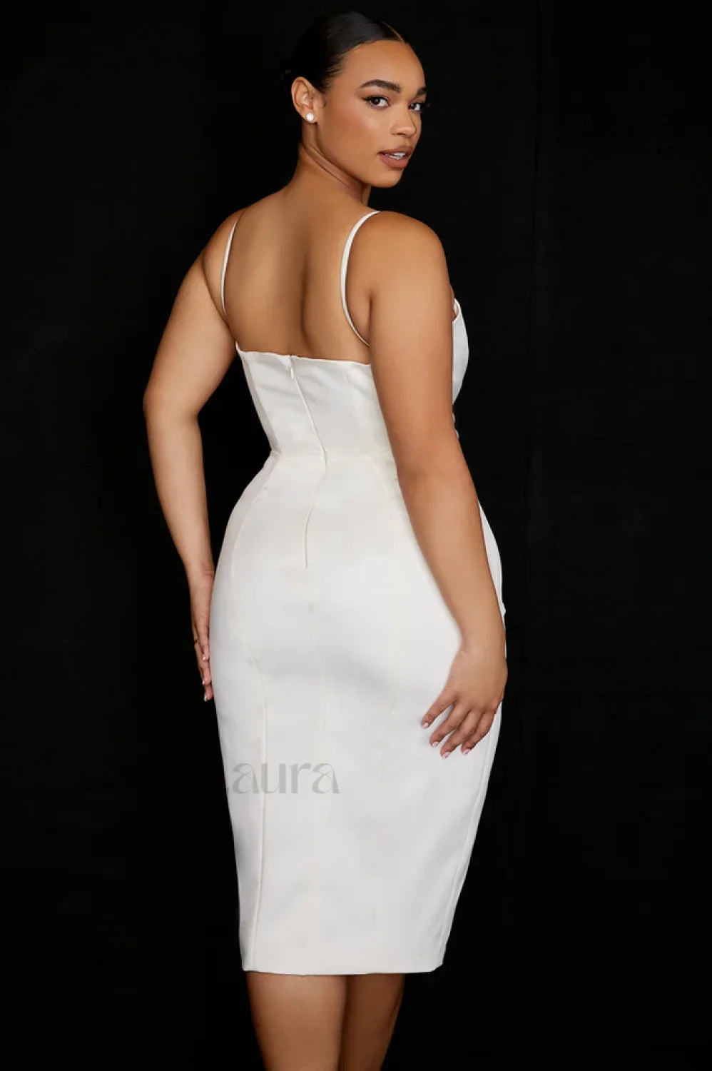 Satin Pleated Stylish Corset Midi Dress
