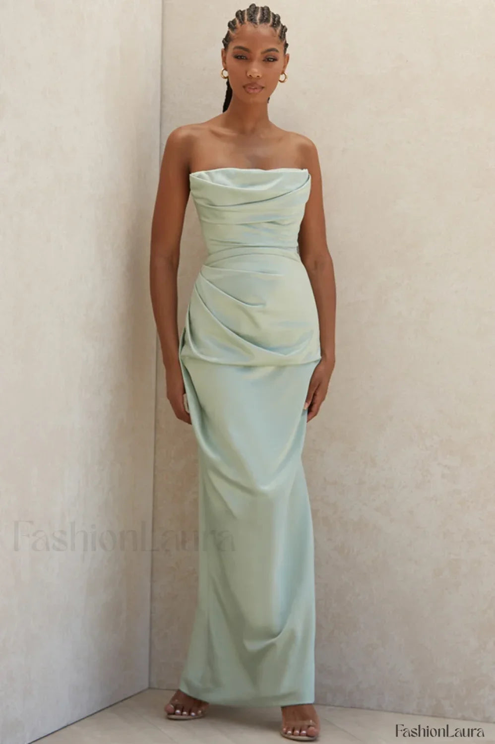Satin Strapless Stylish Corset Maxi Dress