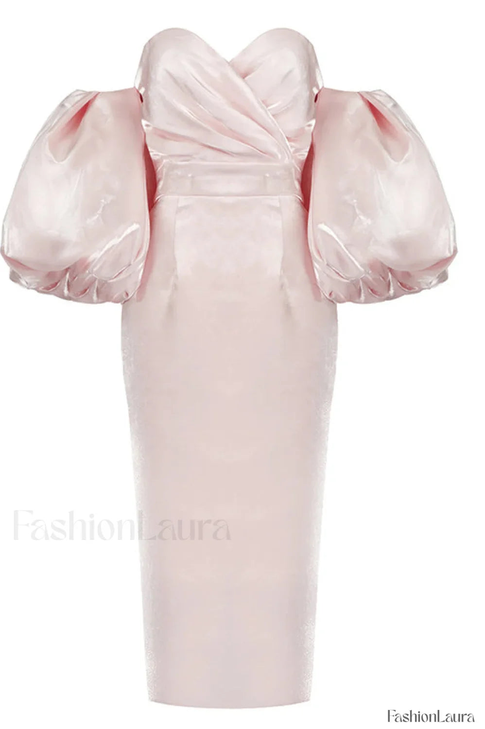 Satin Strapless Stylish Midi Dress