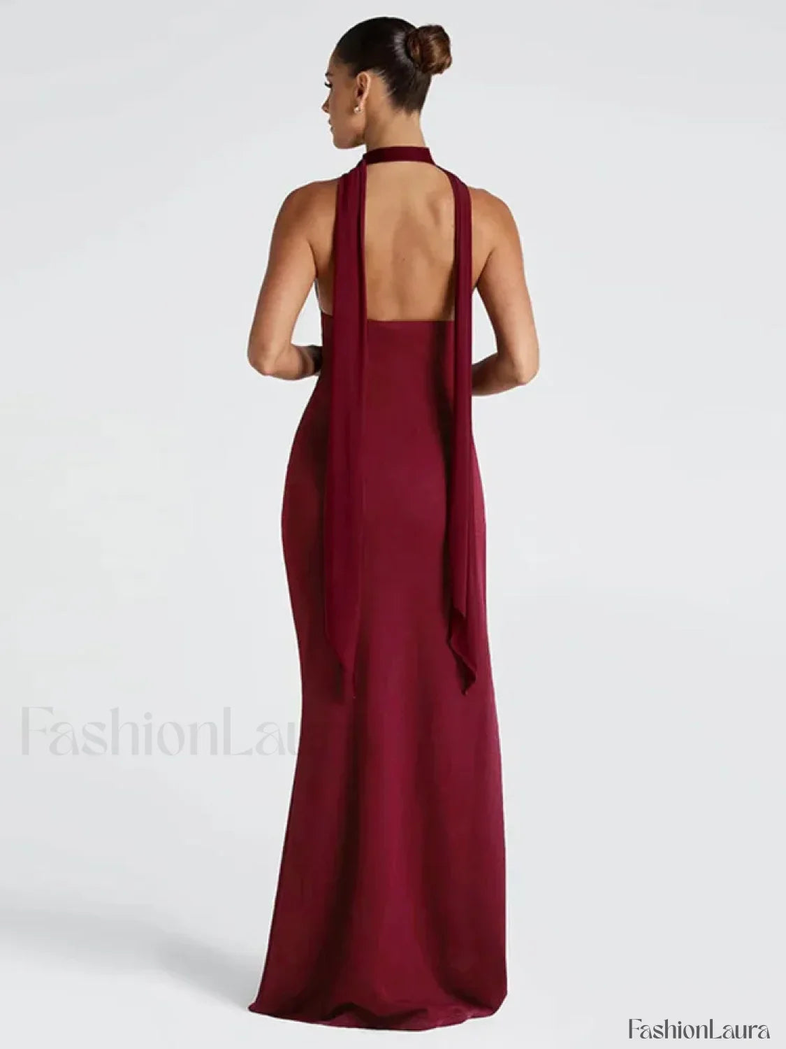 Scarf Split Deep V Maxi Dress