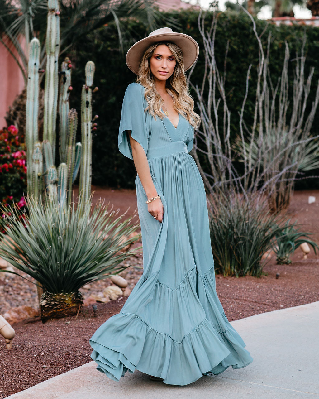 PREORDER Seafoam Season Pocketed Tiered Maxi Dress Seafoam