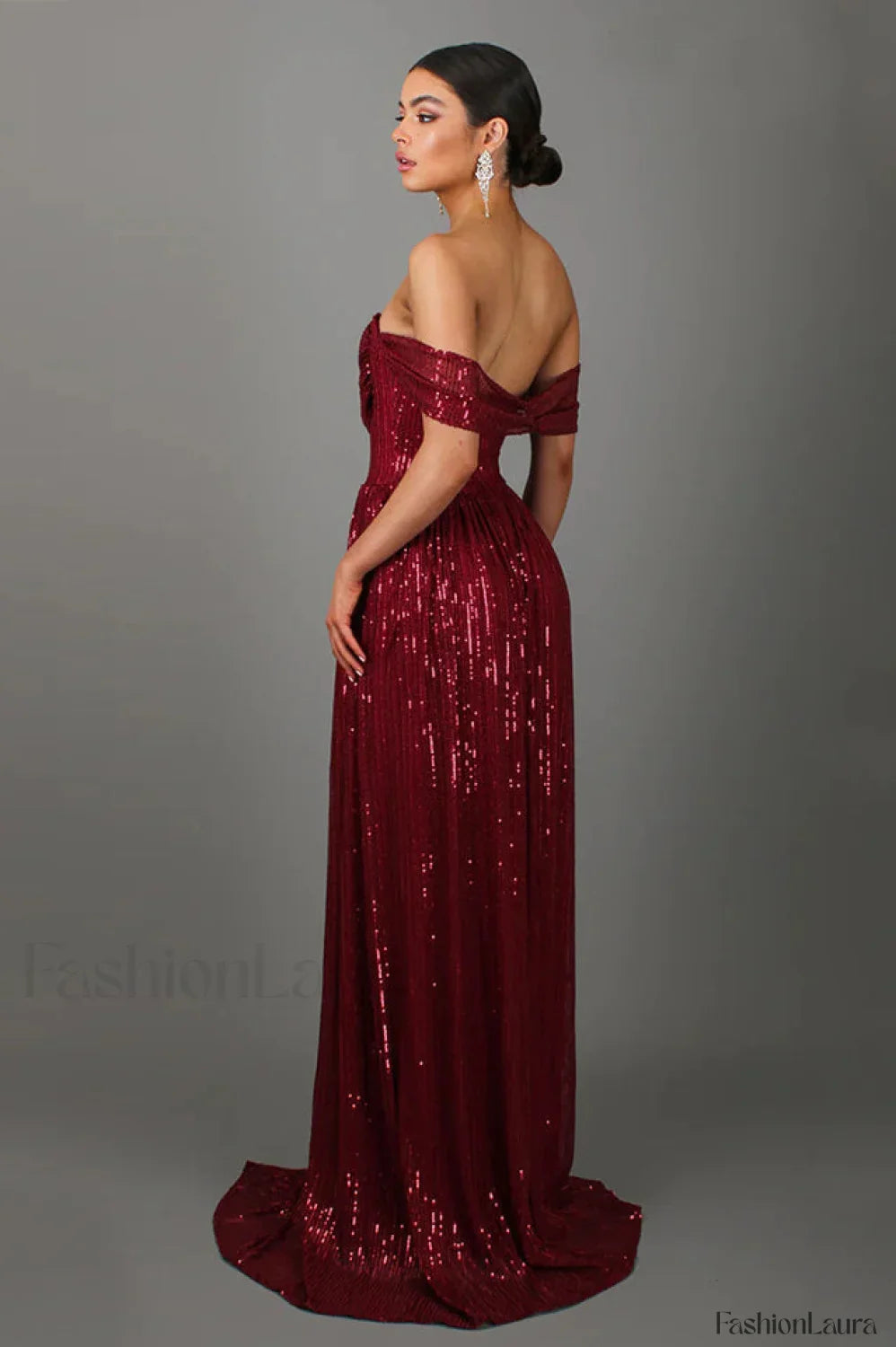 Sequin Dress With Charming Corset & Arm Drapes