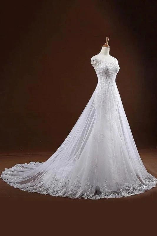 Sequine Appliques Tulle Pretty Mermaid Elegant Wedding Dresses (ZD14713)