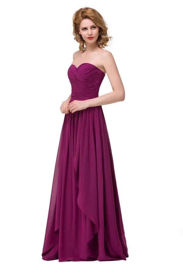 Sexy A-line Floor-length Sweetheart Ruffle Chiffon Bridesmaid Dresses (ZD13075)
