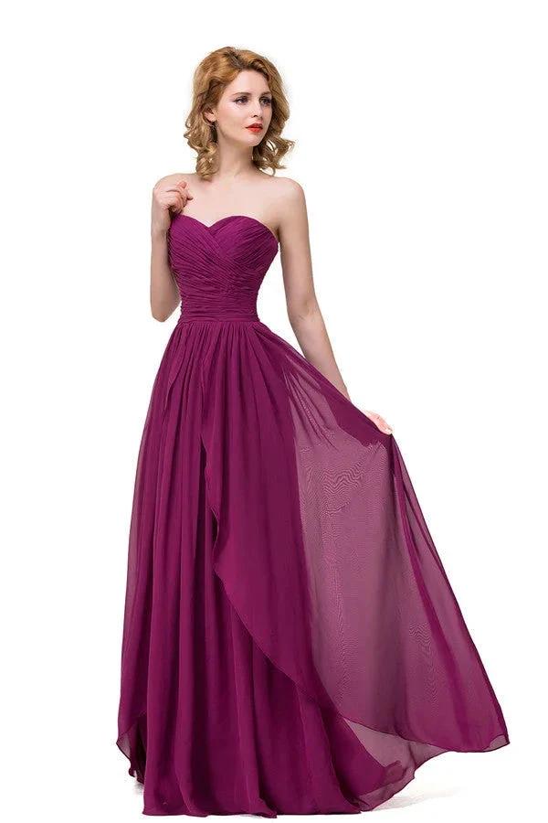 Sexy A-line Floor-length Sweetheart Ruffle Chiffon Bridesmaid Dresses (ZD13075)