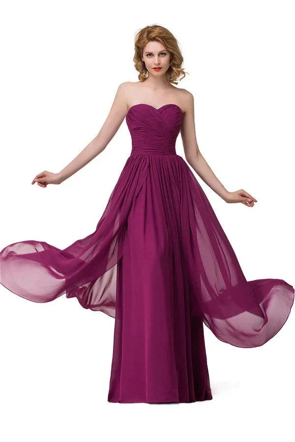 Sexy A-line Floor-length Sweetheart Ruffle Chiffon Bridesmaid Dresses (ZD13075)