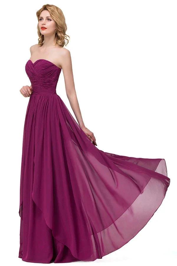 Sexy A-line Floor-length Sweetheart Ruffle Chiffon Bridesmaid Dresses (ZD13075)
