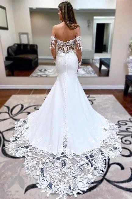 Sexy Long Mermaid Sweetheart Lace Wedding Dresses With Long Sleeves (ZD14948)
