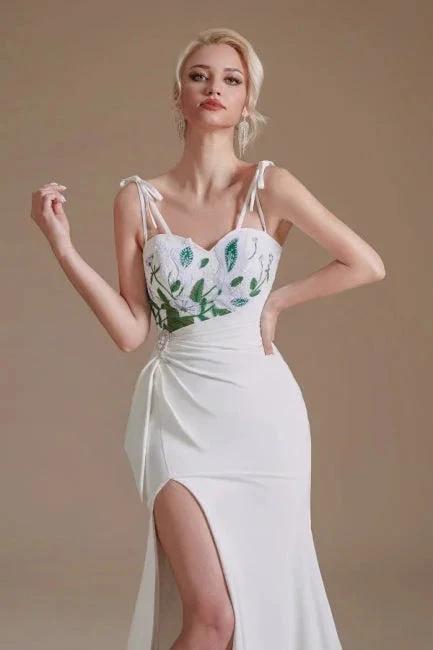 Sexy Spaghetti Straps Sleeveless Mermaid Floor-Length Satin Wedding Dresses (ZD14663)